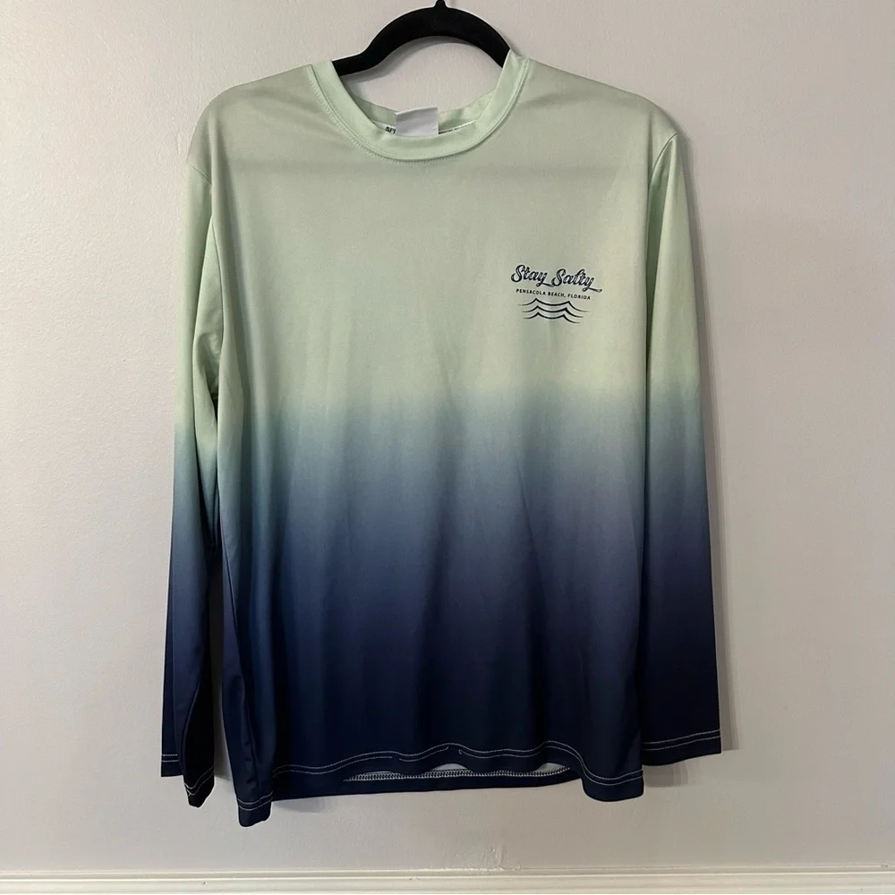 Spicy Tuna Coastal Outfitter Men’s Long Sleeve Stay Salty Swim Shirt Sz M GUC